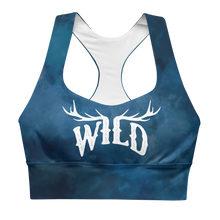  Watercolor WILD compression sports bra with elk antlers. For women in medium to high intensity work outs. from river to ridge