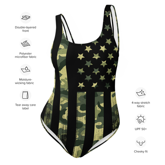 Camo Flag One-Piece Swimsuit, FREE Shipping