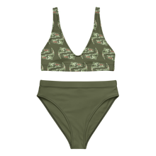  Fishing logo bikini with trout on it in olive with a high waist from River To Ridge Brand
