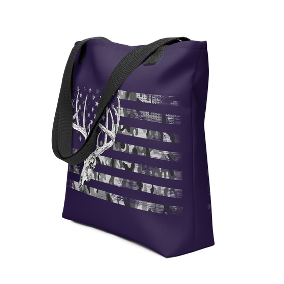 Tote Bag: Purple Whitetail Flag Logo