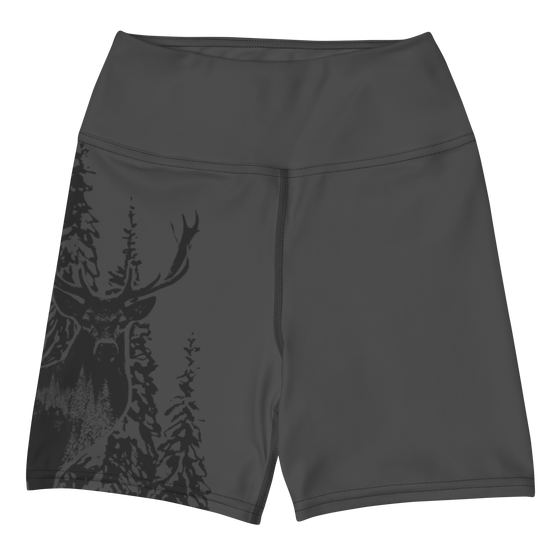 Womens shorts in grey graphite with an elk on them, womens