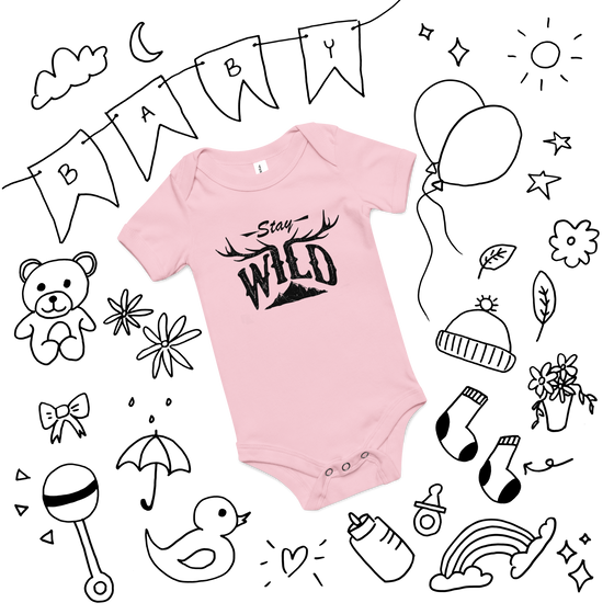 Baby One Piece, Stay Wild, Blue or Pink, 3-24 mos
