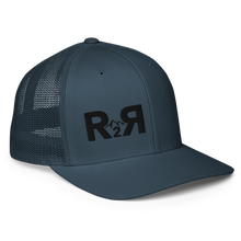  R2R River to Ridge Clothing Brand Logo flex fit hat in navy with logo stitched in black