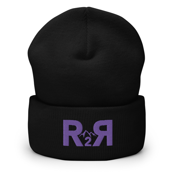 R2R River to Ridge Logo Beanie in black and purple 