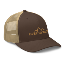  River to Ridge mid profile mesh back Logo hat in brown and tan