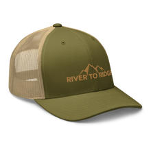  River to Ridge Logo Hat in green and yellow with mesh back