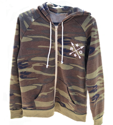  Camo zip up hoodie from Rockstarlette Outdoors with arrow logo