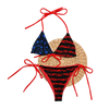 2A Gun Flag Patriotic Bikini with USA American Flag pattern in red black and blue, string bikini. From River to Ridge Clothing Brand