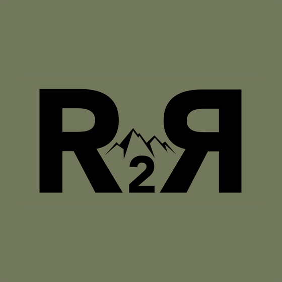 River to Ridge TM Logo R2R in olive green with 2 R's and a Mountain, Trademarked