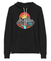 Womens hoodie in black and it says mountain air feeds my soul with a mountain a river and a tent on it from River to Ridge Brand