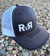 River to Ridge R2R Logo snapback trucker hat in black and white