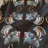 Close up of Turkey Pattern on mens hoodie from River to Ridge clothing brand