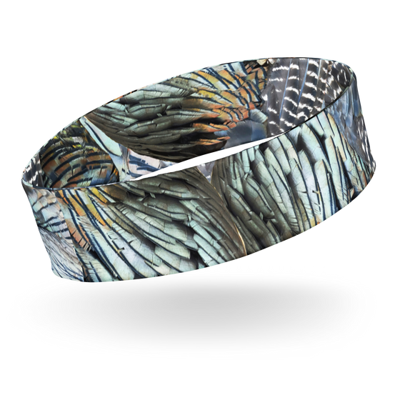 Turkey Feather pattern headband, hair accessory from River to Ridge Brand, part of the Rockstarlette Outdoors collection