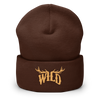 WILD beanie in brown with elk antlers on it from River to Ridge Brand