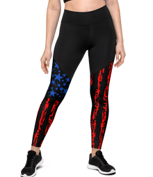 2A Gun Flag Patriotic Compression Leggings with Booty Lift from River to Ridge Clothing Brand
