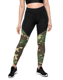  Womans Camo and Black Compression Leggings from River to Ridge Clothing Brand
