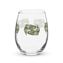  Stemless Wine Glass with trout fishing logo and woman fishing