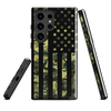Camo Flag phone case for Samsung from River to Ridge Brand, shows 3 angles of the cell phone