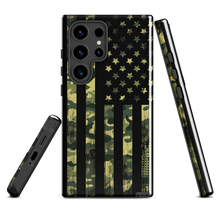  Camo Flag phone case for Samsung from River to Ridge Brand, shows 3 angles of the cell phone