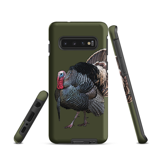 Cell Phone Case for a Samsung with a Strutting Tom Turkey  with a long beard on it in olive green, free shipping from River to Ridge Brand