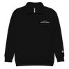 Unisex River to Ridge half zip pullover in black with embroidery logo on chest and sleeve for R2R in white
