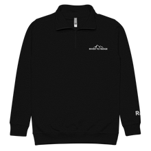  Unisex River to Ridge half zip pullover in black with embroidery logo on chest and sleeve for R2R in white