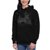 Woman in a Stag Hoodie with antlers in black and charcoal