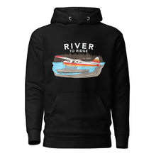  Men's Backcountry Taxi Hoodie from River to Ridge Clothing Brand with an Alaskan Bush Plane, Otter on floats on a lake on a black pullover