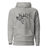 River to Ridge Apparel hoodie with an elk on it with large antlers in grey, mens