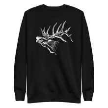  elk logo sweatshirt for men with antlers in white on black