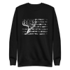 Whitetail Deer Flag pullover sweatshirt from River to Ridge Clothing brand. Features a skull and antlers of a deer over the USA flag, patriotic in black