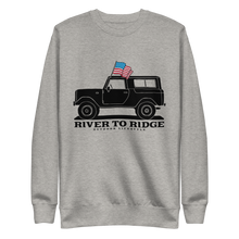  River to Ridge Vintage USA Logo featuring a bronco truck in black with the American Flag, USA