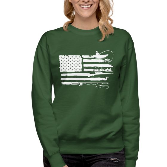 Sportsman's Flag Women's Pullover, Green or Charcoal