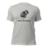 Mens funny shirt that says Chicks Dig Beards with a long beard gobbler turkey on it strutting, drawing and shirt in grey
