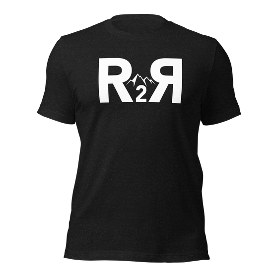 R2R Mens Logo T in Black Heather for River to Ridge Clothing Brand
