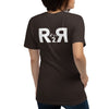 River to Ridge Brand Logo T shirt with a 2 sided print R2R - woman wearing it in brown