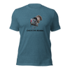 Man wearing a Chicks Dig Beards T shirt from River to Ridge Clothing Brand in teal blue