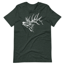  Womens elk logo T shirt with antlers in forest heather green