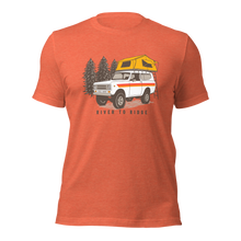  Mens offroad camping classic truck t shirt with a scout vintage truck on it with a camping tent on top from the Brand River to Ridge