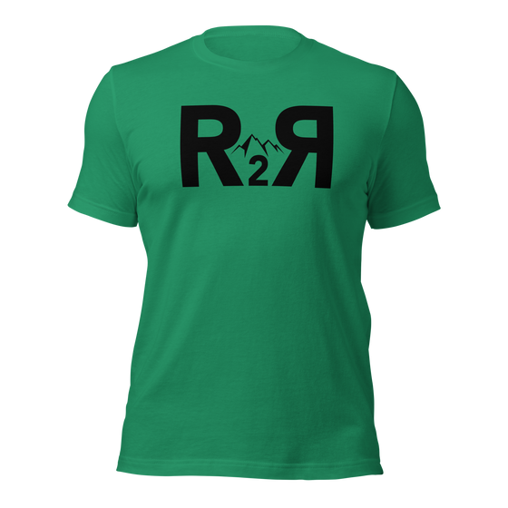 R2R Logo printed on a green mens shirt for River to Ridge Brand