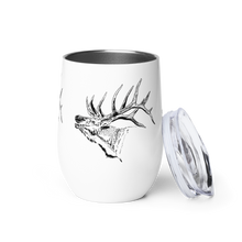  double will insulated elk logo wine tumbler in white with lid from River to Ridge Brand
