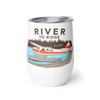 Insulated wine tumbler with lid from River to Ridge Brand with a Alaska bush plane logo, otter on it on floats at the lake - Backcountry Taxi