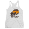 Womens Adventure tank top from River to Ridge Brand. Featuring a yellow land cruiser with big tires for offroading
