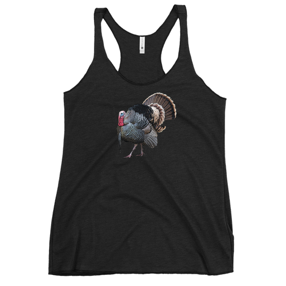 river to ridge tank top with a drawing of a long beard turkey strutting on it