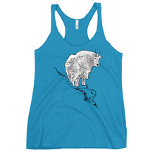  turquoise blue tank top with a mountain goat on it, womens