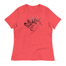  Elk Logo on Womens T shirt laying flat in heather red