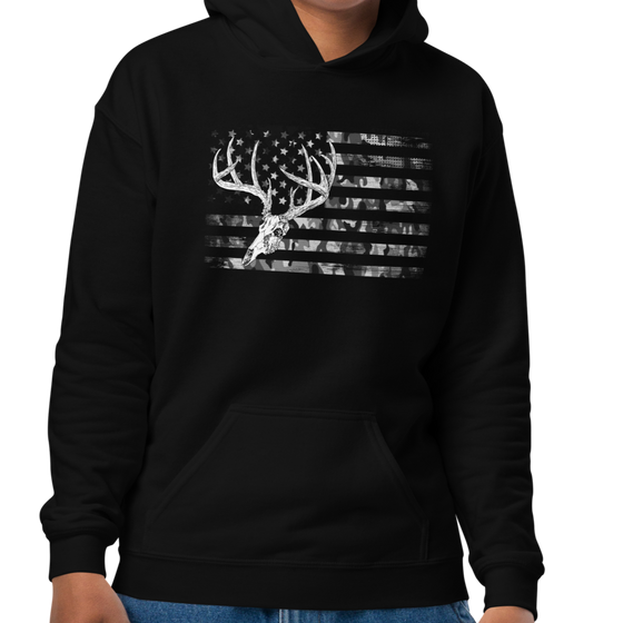 Youth Whitetail Flag Hoodie, Unisex, Royal or Black