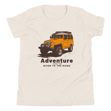  Youth T shirt with a land rover on it in yellow with big tires from the Brand River to Ridge