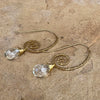 Hammered Gold Spiral Faceted Glass Drop Earrings