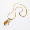 14K Gold Cross Necklace, 14K Chain, Wire Wrapped Crystal